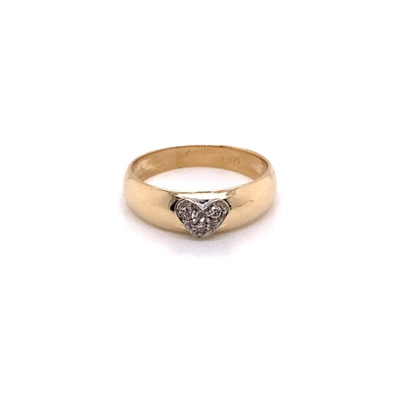 Vintage 1940's 14k two tone band with diamond hea… - image 1