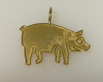 vintage 14k yellow gold pig charm