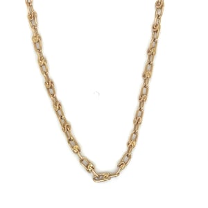 Vintage 18k Yellow Gold Italian Fancy Oval Textured Link Necklace