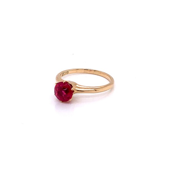 Vintage 1940's 10k yellow gold round ruby red sto… - image 3