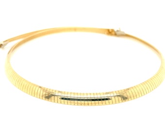 Vintage 14k Yellow Gold 6mm Wide Omega Necklace