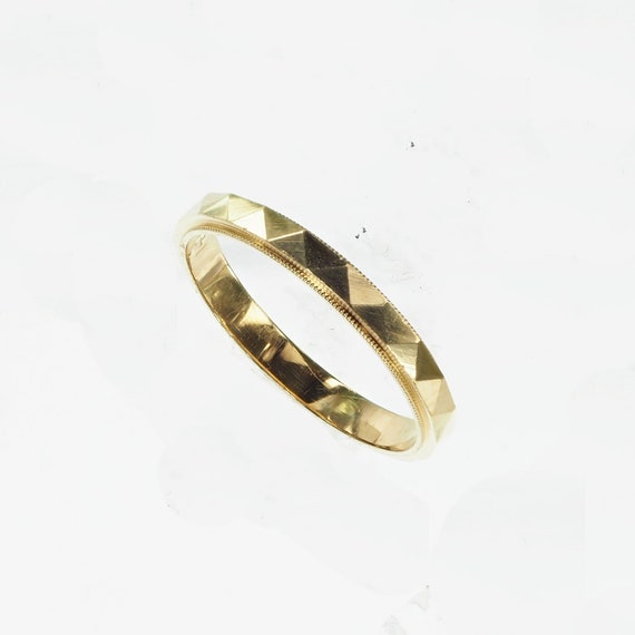 Vintage 1950’s 14k Yellow Gold Milgrain Stackable… - image 2