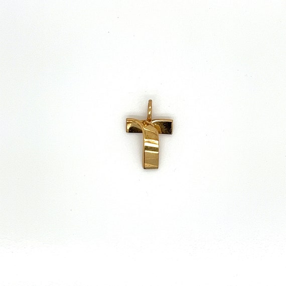 Vintage 14k yellow gold Artistic Letter T Charm - image 1