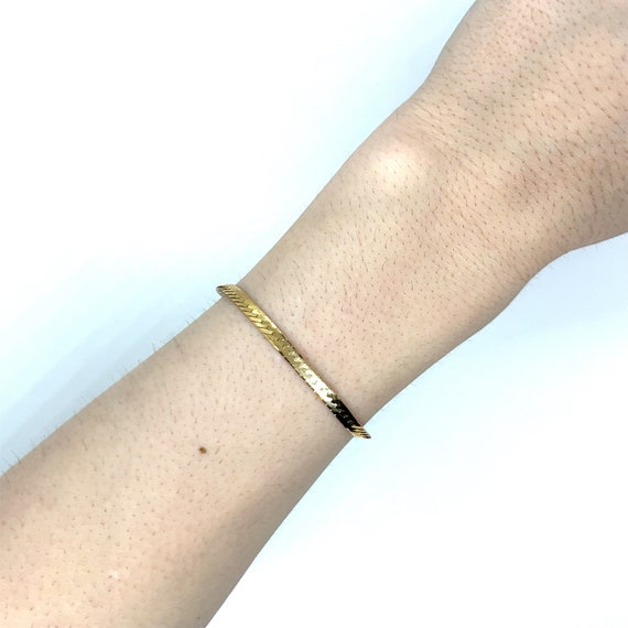 Vintage 14k yellow gold herringbone bracelet - image 5