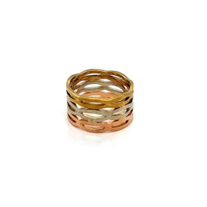 Vintage 14k Tri Color Gold Stacked Statement Ring