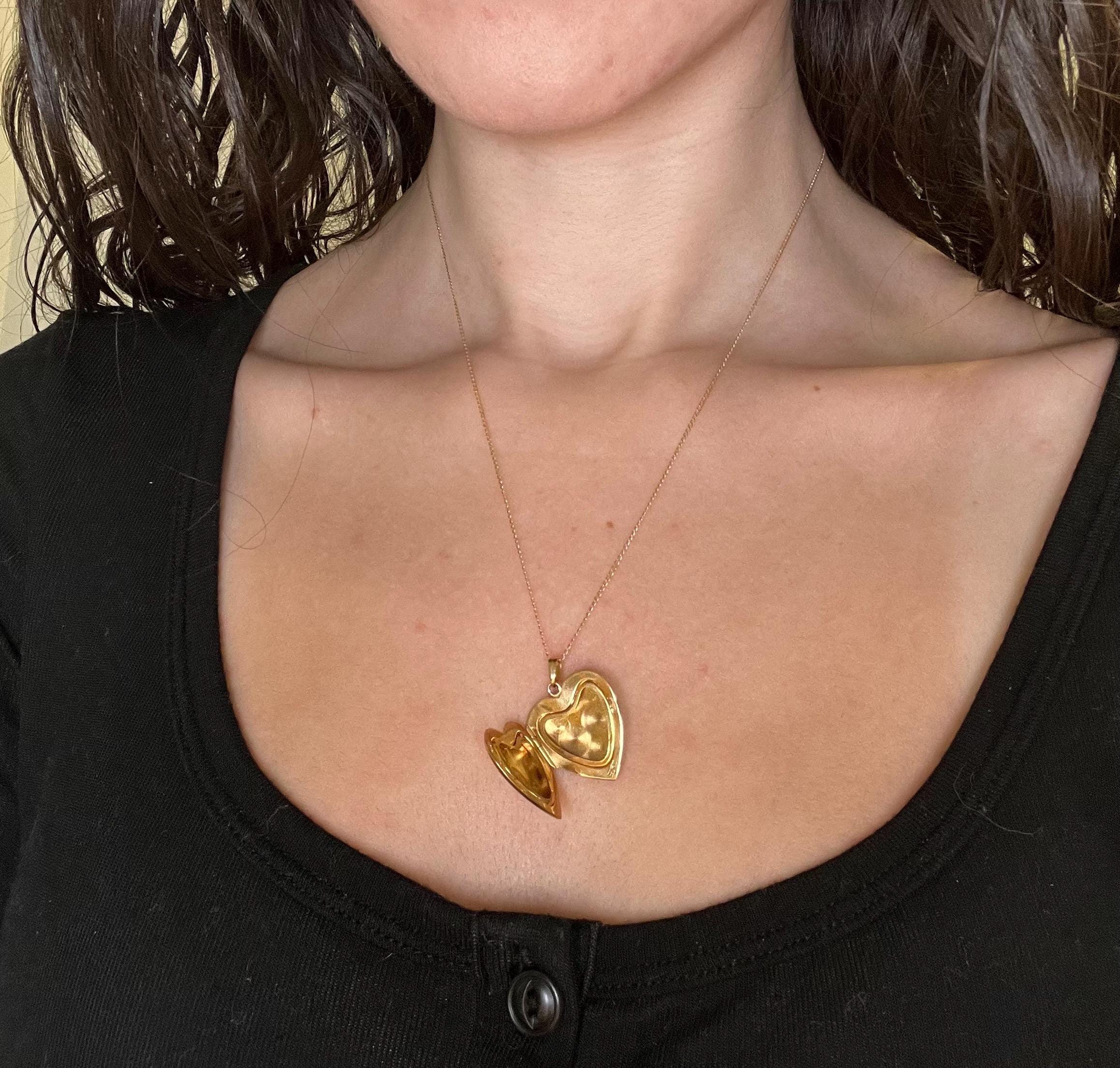 Vintage 1940's 10k Yellow Gold Heart Locket Pendant Necklace - Etsy