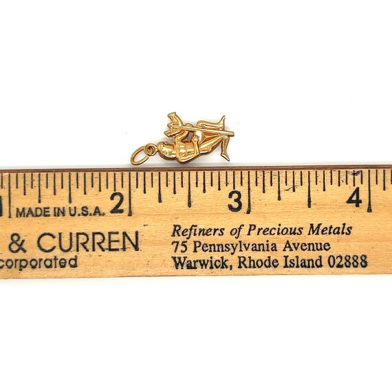 Vintage 14k yellow gold Kneeling Man with Pitchfork Charm View 4
