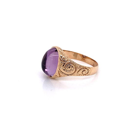 Vintage 1940's 10k yellow gold oval purple stone … - image 4