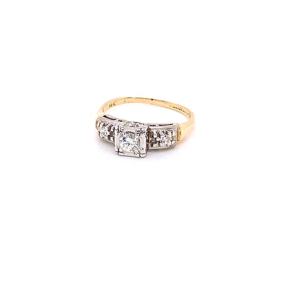 Vintage 1950's 3 stone diamond engagement ring .1… - image 5