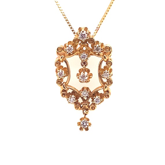 Vintage 14k yellow gold Victorian reproduction di… - image 1