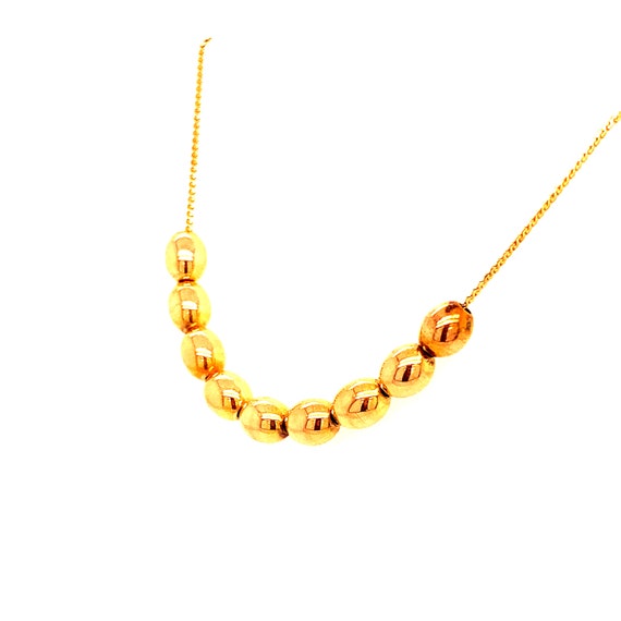 Vintage 14K Yellow Gold 9 Oval Bead Necklace - image 4