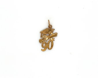 Vintage 14k Yellow Gold 1990 Graduation Charm