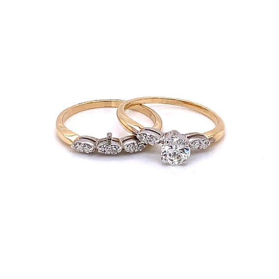 Vintage 1950's 14k 2 tone diamond engagement ring… - image 8