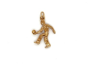 Vintage 14k yellow gold Bowling Bowler Charm