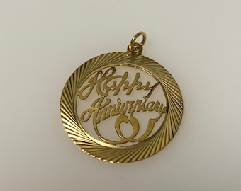 Vintage 14k yellow gold Happy Anniversary charm