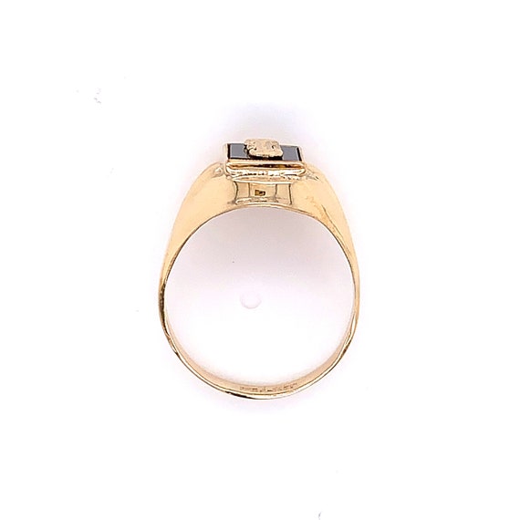 Vintage 1940's 10k yellow gold onyx initial I ring - image 9