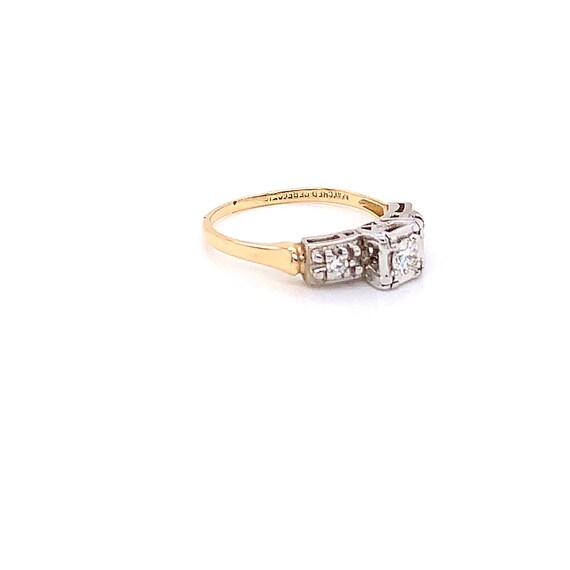 Vintage 1950's 3 stone diamond engagement ring .1… - image 4