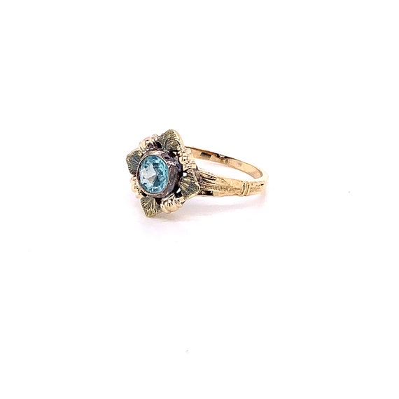 Vintage 1940's 10k yellow gold light blue stone s… - image 4