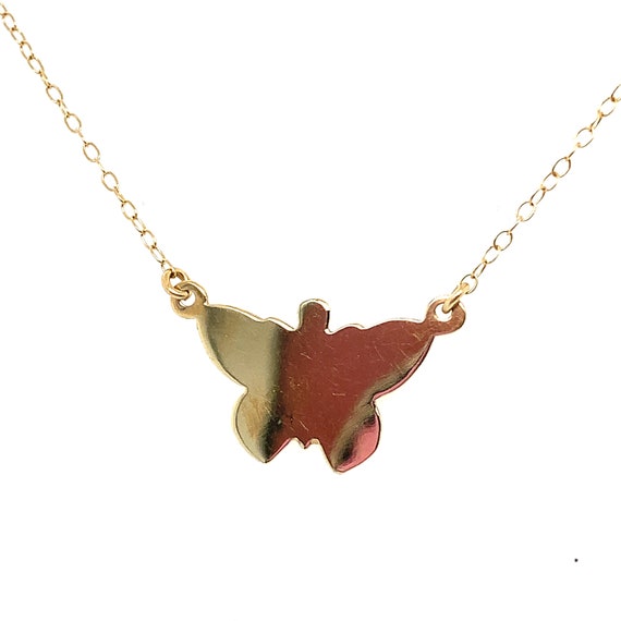 Vintage 14K Yellow Gold Butterfly Charm Necklace - image 1