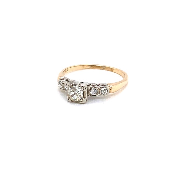 Vintage 1950s Old Mine Cut Diamond Engagement Rin… - image 2