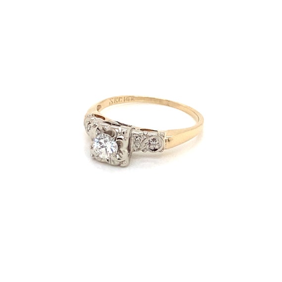 Vintage 1940's 14k two tone gold Art Deco diamond… - image 8