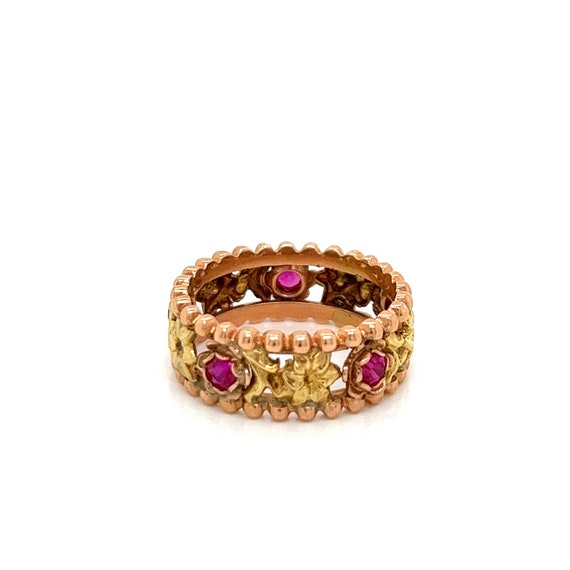 Vintage 1950's 14K Rose Gold and Green Gold Ruby … - image 3
