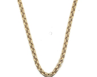 Vintage 14k Yellow Gold Semi Hollow Rollo Link Chain