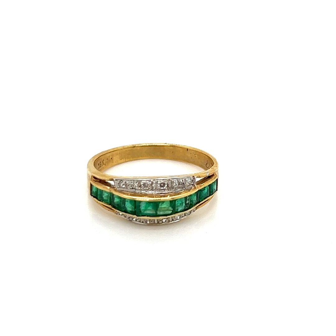Vintage 18k Yellow Gold 3 Row Emerald and Diamond Statement Ring - Etsy
