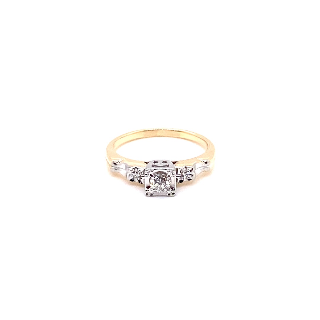 Sale - Vintage Engagement Ring - Retro 14k 18k Yellow White Gold Genui – MJV