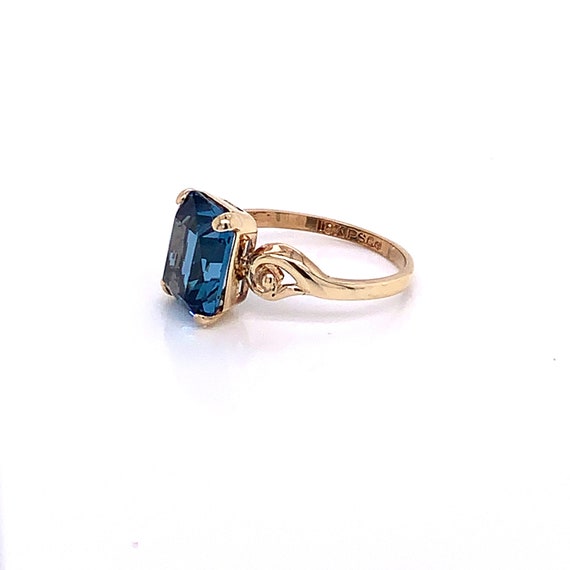 Vintage 1940's 10k yellow gold blue rectangular s… - image 5