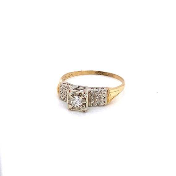 Vintage 1940s Transitional Cut Diamond Ring .15ct - image 2