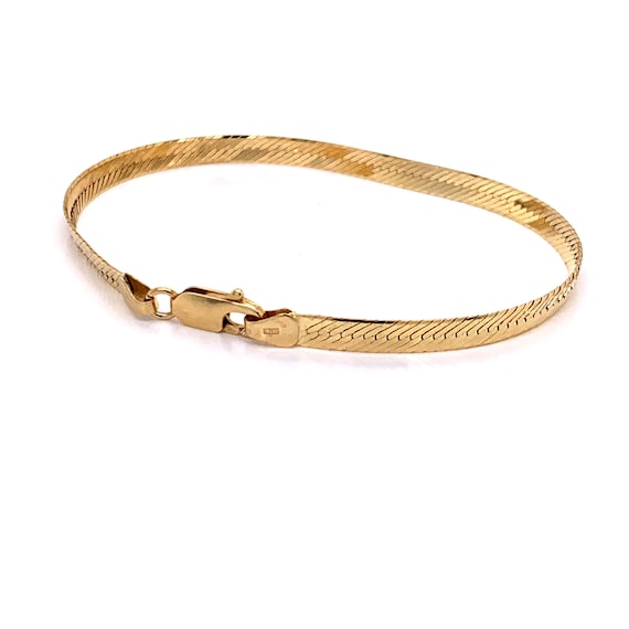 Vintage 1990's 14k yellow gold herringbone bracel… - image 2