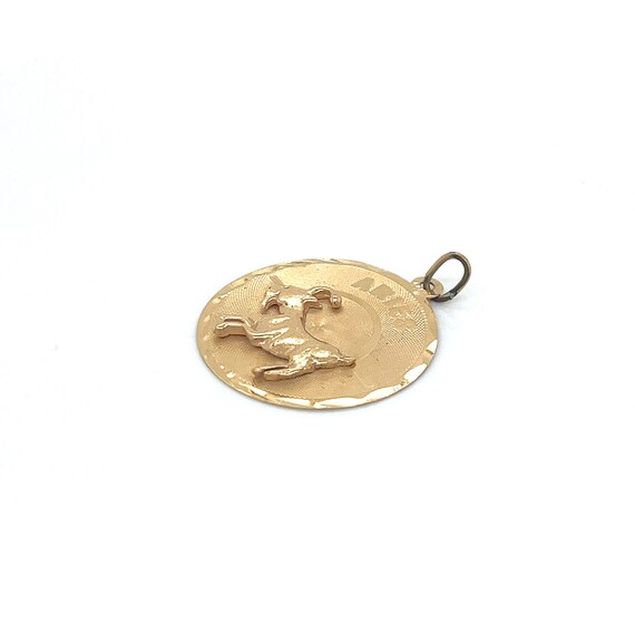 Vintage 14k yellow gold Aries Disc Charm - image 4