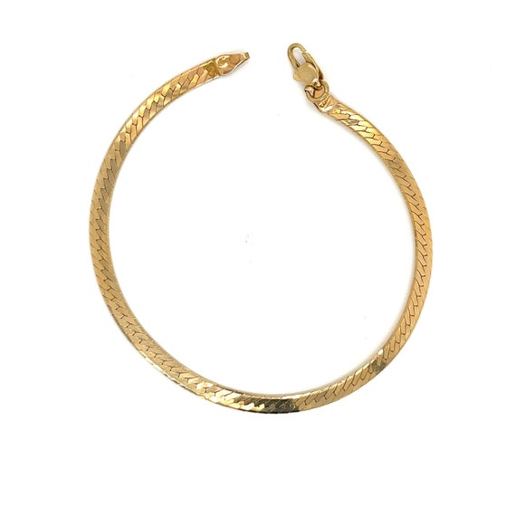 Vintage 14k yellow gold herringbone bracelet - image 1