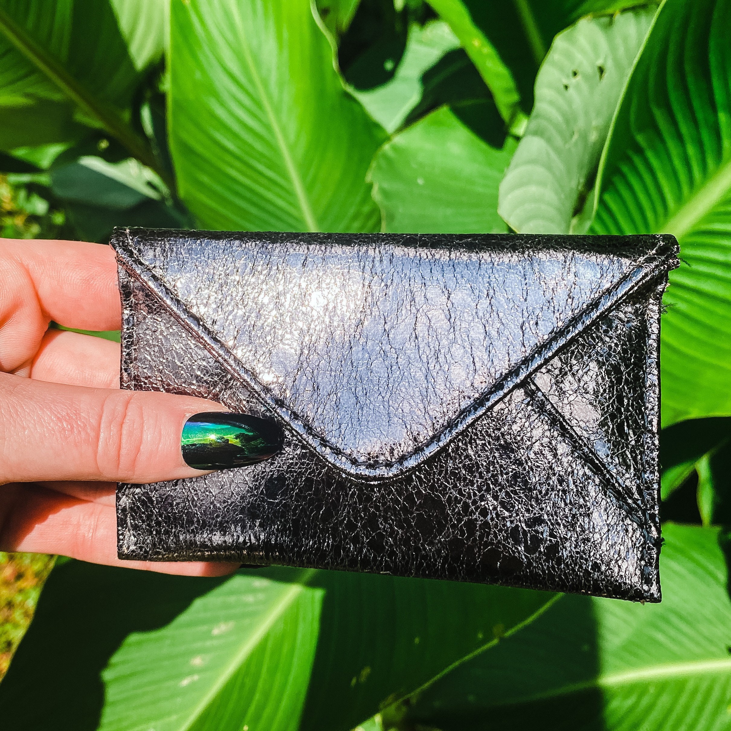 Metallic Card Holder EcoFriendly Vegan Leather Wallet Etsy