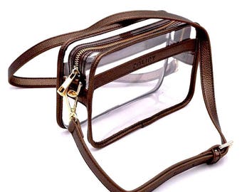 Clear Box Bag - Copper- Clear Purse- Stadium Bag- Gameday- Bag Policy- Lucite- Clear Handbags- Clear Bag -Clear Bag Policy -Travel Bag