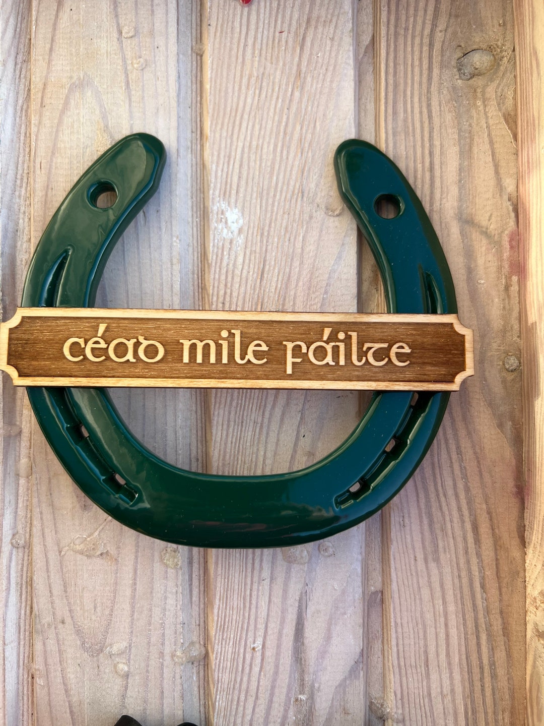Cead Mile Failte Irish Horse Shoe Good Luck Sign Etsy