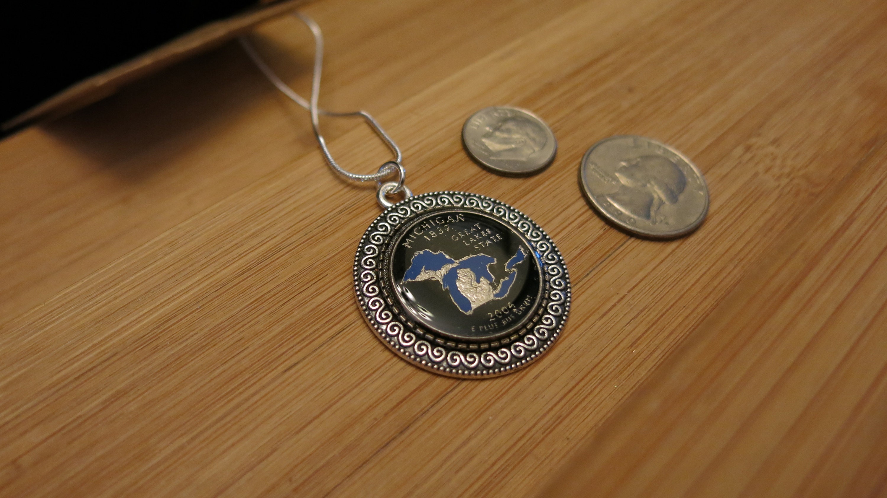 USA Quarter Coin Necklace Handpainted Hand Painted Etsy