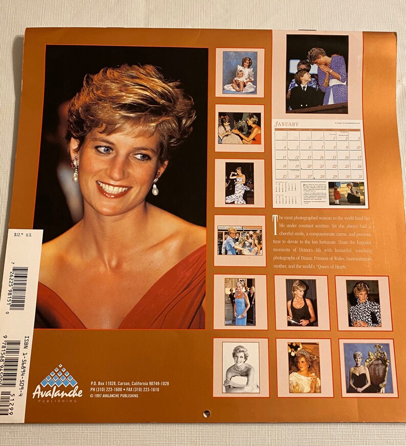 1997-princess-diana-calendar-1998-commemorative-calendar-etsy