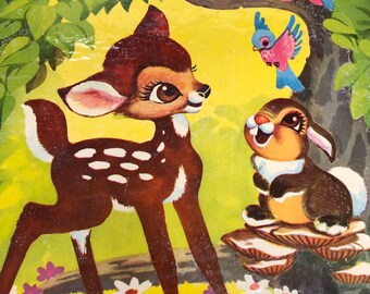 1970年代のウォルトディズニーバンビハードカバー本; ヴィンテージ児童