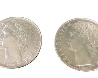 1972 & 1975 100 Lire Italian Currency ; Cento Lire ; Vintage Silver Coins; Set of 2