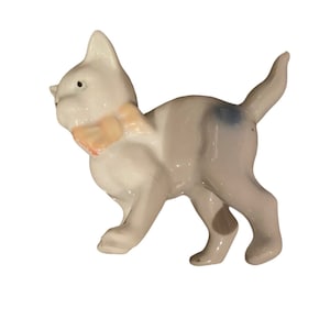 Vintage Porcelain Cat Figurine; Collectible Mini Standing Cat Figure
