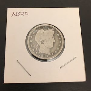 1894 Barber Quarter Dollar Coin; 25 centavos - Raros