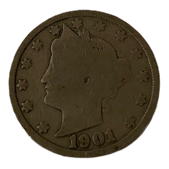 1901 リバティヘッド V ニッケル、5 セント硬貨、1900 年代の