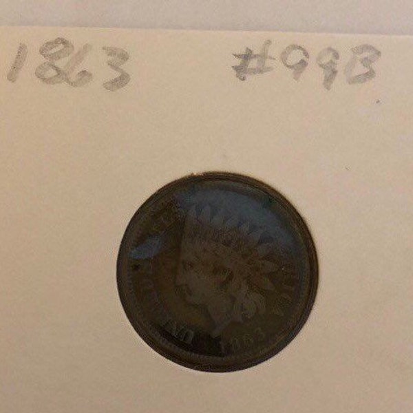 1863 One Cent Coin; 1800's US Currency; 1800's American Penny