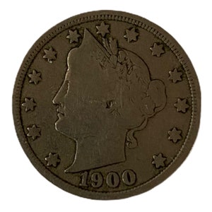 1900 Liberty Head V Nickel; 5 Cent Coin; 1900&#39;s Half Dimes