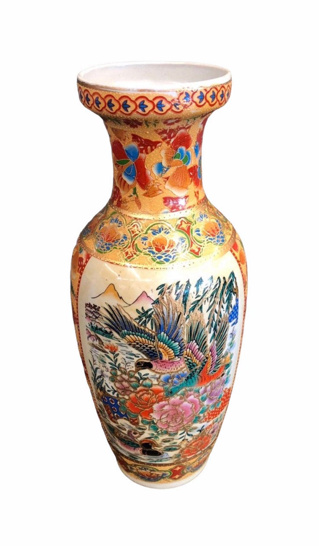 Geisha Hand Painted Vase Peacock; Vintage Geisha Vase - Etsy