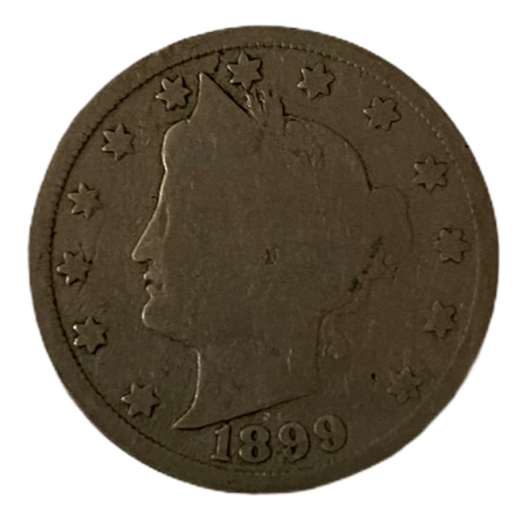アンティーク硬貨 1899 リバティヘッド V ニッケル、5 セント硬貨、1800 年代の