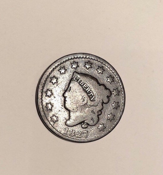 1827 Coronet Large Cent: 1800's Coins; 1800's Penny; Large One