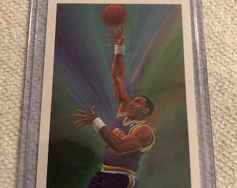 Carta da collezione NBA Karl Malone Illustrated; Scheda di trading Karl Malone